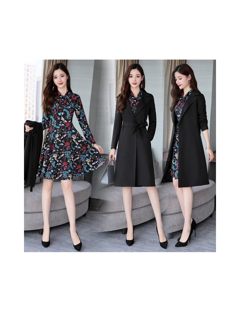 Dress Suits New 2019 Spring Fashion Floral Dress with Long Blazer Coat Women Business Dress for Women Office Womens Suits Dre...