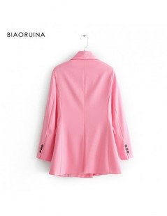 Blazers Women Korean Style Pink Double Breasted Blazer Coat Notched Collar Office Lady Loose Fashion Blazer Outerwear - 43412...