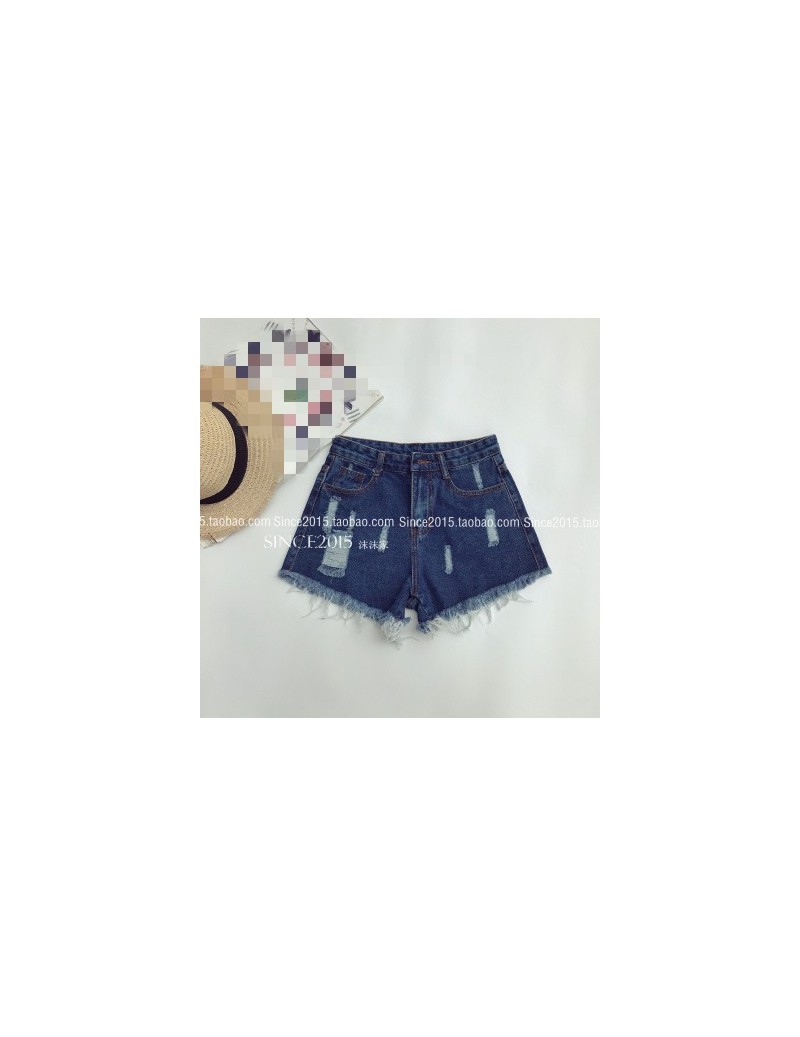 Jeans 2019 summer new women big size High-waisted denim shorts cheap wholesale Suitable for weight 45KG-85KG - dark blue - 4N...