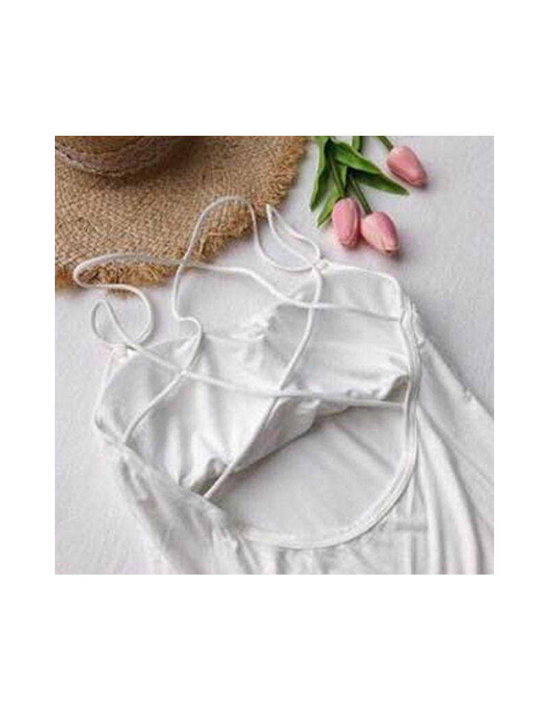 Camis Fashion Sexy Women Backless Spaghetti Strap Shirt Model Tank Top Padded Bra Wrap Vest Chest Bra Cropped Tops - white - ...