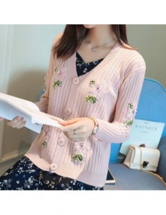 Cardigans Pull perle students Cardigan pearl sweater women Embroidered knit shirt blanc dentelle lace pink knitting Spring au...
