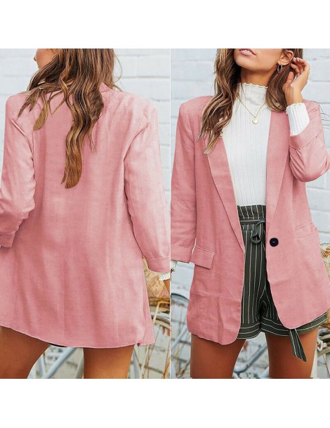 Blazers 2019 Fashion Women Casual Suit Coat Business Blazer Long Sleeve Jacket Outwear Ladies Black pink Slim Blazer Coat Fem...