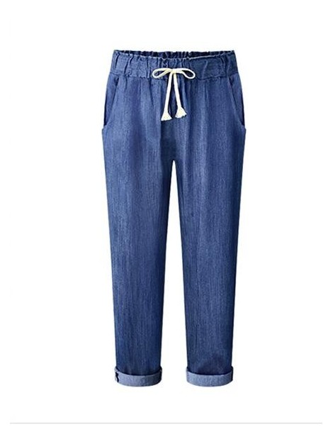 Pants & Capris 2019 Spring/Autumn Women's Jeans Loose Elasticity Waist Large Size Lady Harlan Pants Casual Thin Denim Ankle-L...