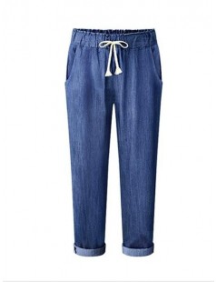 Pants & Capris 2019 Spring/Autumn Women's Jeans Loose Elasticity Waist Large Size Lady Harlan Pants Casual Thin Denim Ankle-L...