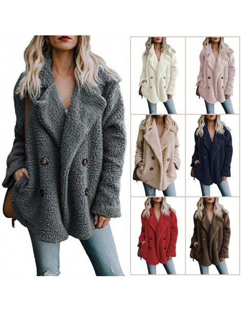 Jackets Women winter jacket 2019 fashion new double-breasted sweaters lapel loose fur jacket women outwear women coat ladies ...