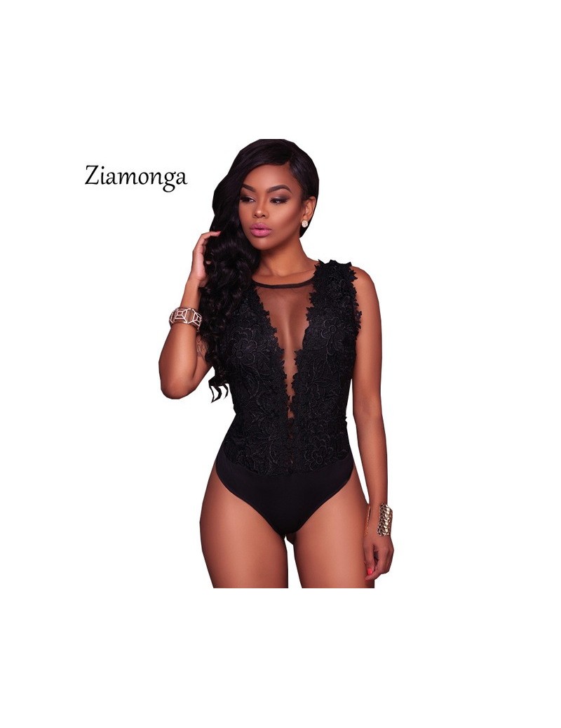 Fashion 2018 New Lace Jumpsuit Women Summer Short Bodycon Playsuit Sexy Embroidery Mesh Overalls Party Lace Bodysuit - Black...