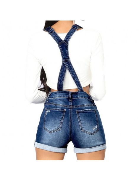 Rompers Women Denim Overall Shorts Mini High Waist Solid Summer Casual Jeans Pants JS25 - as show - 4000088017382 $33.06