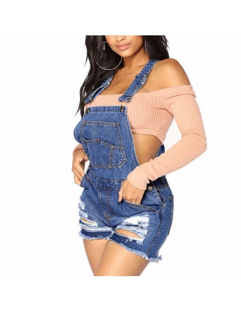 Rompers Women Denim Overall Shorts Mini High Waist Solid Summer Casual Jeans Pants JS25 - as show - 4000088017382 $33.06