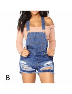 Rompers Women Denim Overall Shorts Mini High Waist Solid Summer Casual Jeans Pants JS25 - as show - 4000088017382 $37.54