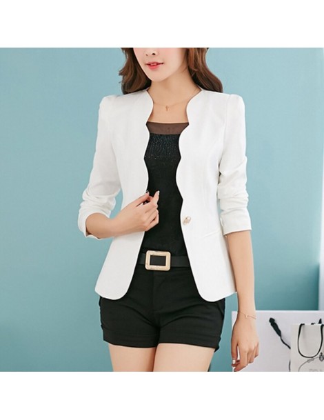 Blazers 2019 Fashion Ladies OL Fashion Slim Blazer Coat Women Suit jacket Long Sleeve Ladies Blazer Work Wear Jacket - White ...