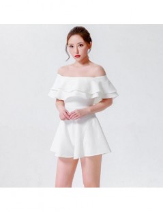 Rompers New 2019 Women Playsuit Summer Sexy Slash Neck Backless Jumpsuits Woman Ruffle Beach White Short Shorts Romper Casual...
