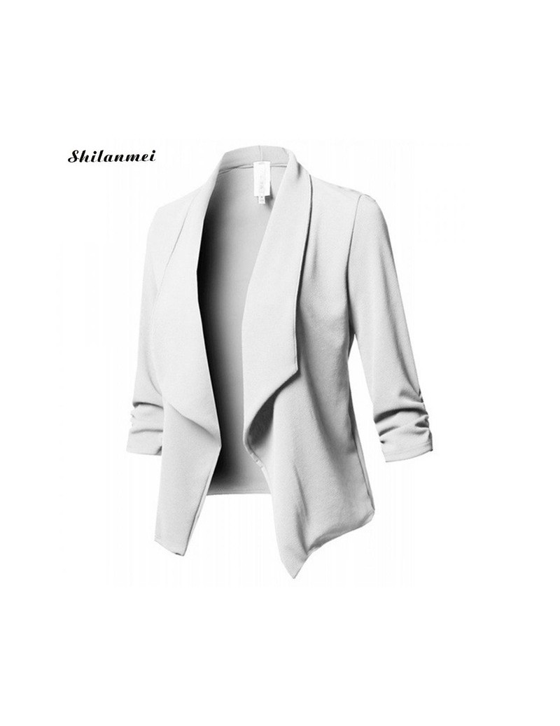 2018 New Fashion Women Slim Fit Blazer Jacket Coat Small Suit autumn winter Long Sleeve Cardigan Coat Work Blazer Coat - whi...