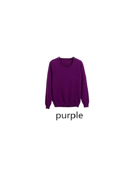 Pullovers 2019 Cashmere wool Sweater Women solid color Pullover o-neck sweater female Long sleeve Knitted jumpers - purple - ...