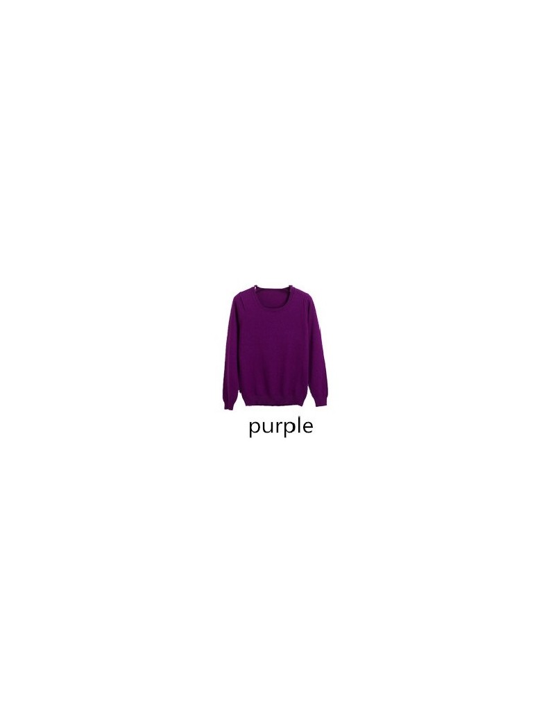 2019 Cashmere wool Sweater Women solid color Pullover o-neck sweater female Long sleeve Knitted jumpers - purple - 433786752...