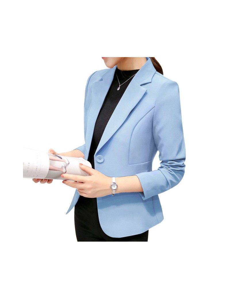 2019 Women's Blazer Pink Long Sleeve Blazers Solid One Button Coat Slim Office Lady Jacket Female Tops Suit Blazer Femme Jac...