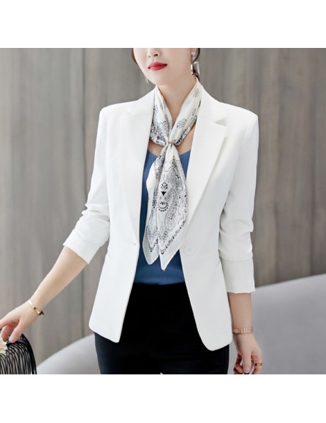 Blazers 2019 Women's Blazer Pink Long Sleeve Blazers Solid One Button Coat Slim Office Lady Jacket Female Tops Suit Blazer Fe...