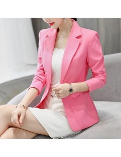 Blazers 2019 Women's Blazer Pink Long Sleeve Blazers Solid One Button Coat Slim Office Lady Jacket Female Tops Suit Blazer Fe...