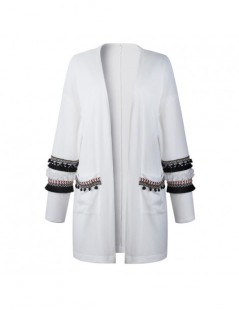 Jackets new autumn women long coat long sleeve cardigan with pockets casual patchwork women elastic coat - white - 4J30372127...