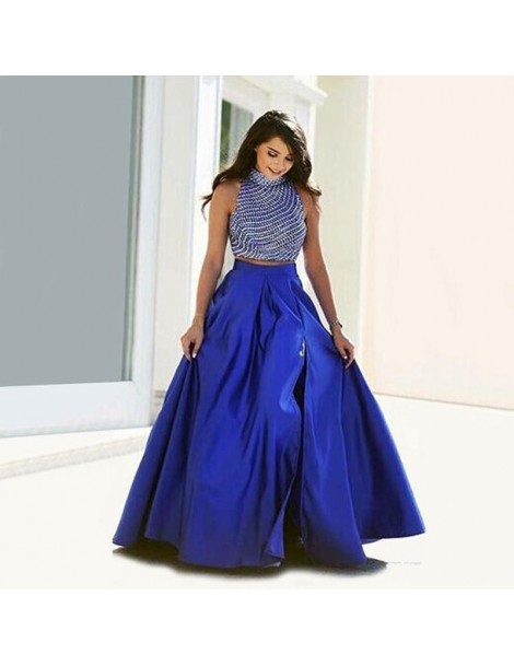 Skirts Puffy Sexy Royal Blue Satin Long Skirts With High Side Split Long Pleated Women Skirt To Prom Party Custom Made Summer...