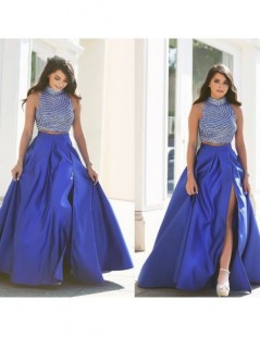 Skirts Puffy Sexy Royal Blue Satin Long Skirts With High Side Split Long Pleated Women Skirt To Prom Party Custom Made Summer...