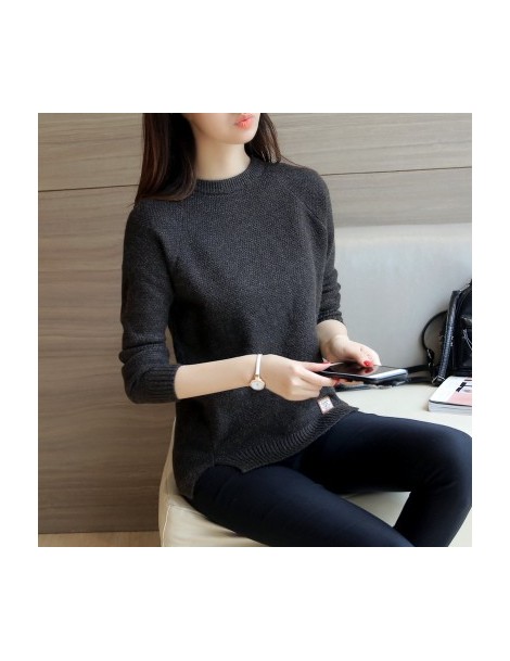 2019 spring autumn new women han edition fashion joker pure color short paragraph sweater cheap wholesale - Dark Grey - 4P39...