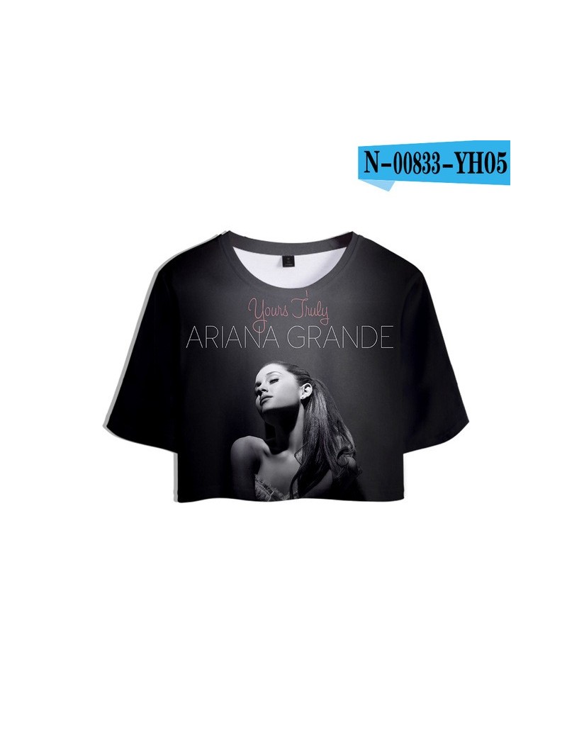 Ariana Grande 3D Printed Crop Tops Women Fashion Summer Short Sleeve T-shirts 2019 Hot Sale Casual Girls Sexy Tee Shirts - A...