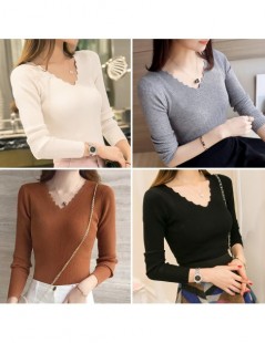 Pullovers Autumn Fashion Women Sweater Elegant Female V Neck Sweaters Women Slim Long Sleeve Knitted Pullovers Tight Sweater ...