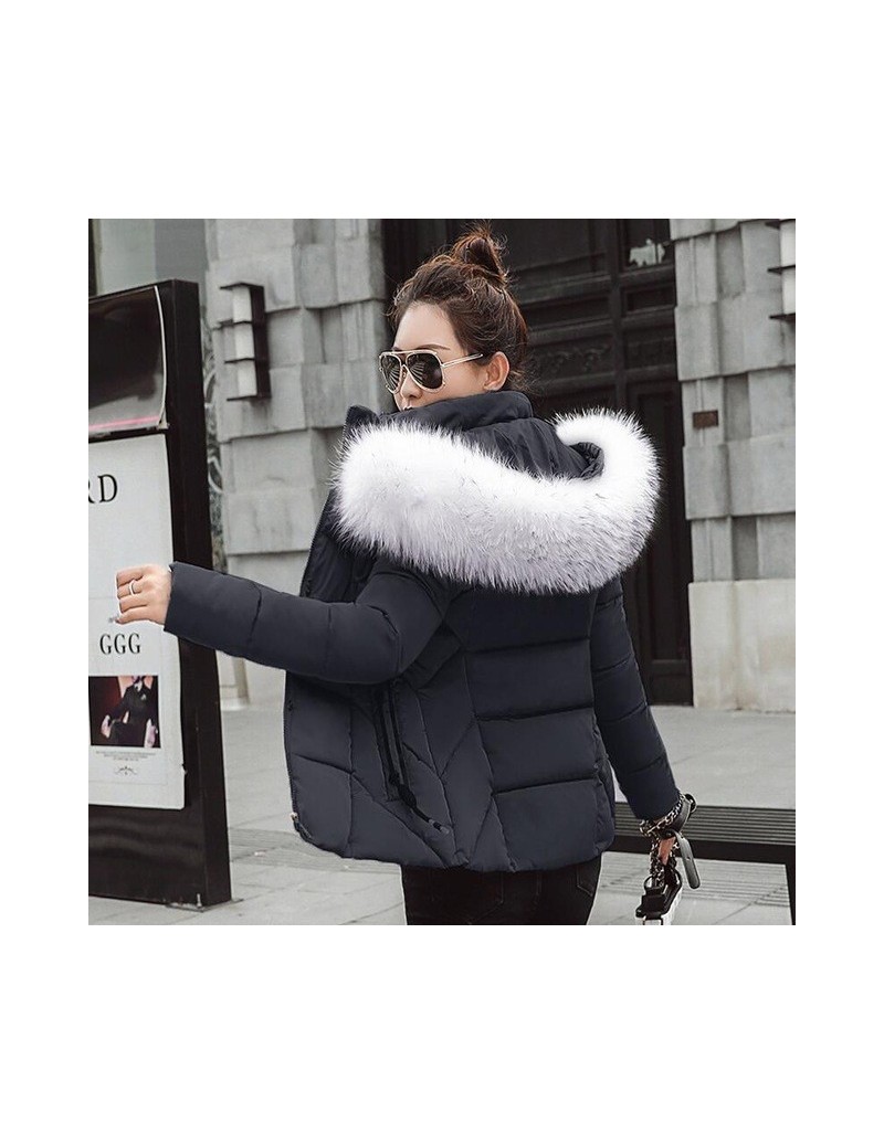 women winter jacket 2019 hooded plus size 3XL with fur collar warm thick parka cotton padded female fashion womens coat - Bl...