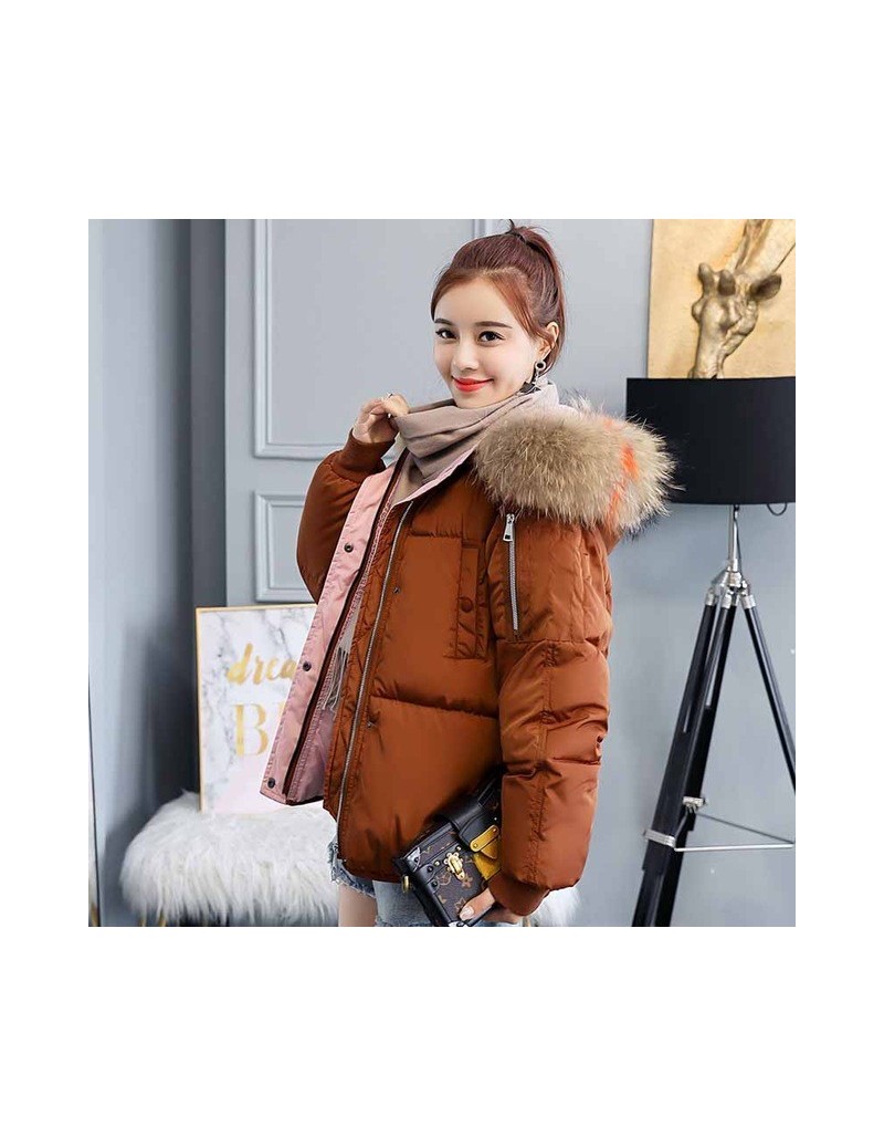 2019 Winter Women Parkas New Slim Coat Hooded Cotton Padded Jacket All-Match Jacket Female Outwear - Brown - 4D4166250608-3