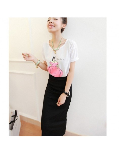 Skirts Korean Women Long Skirts High Waist Slim Thin Slit Skirt Saia Longa Rib Tight Package Hip Skirt MY917 - Navy - 4I36929...