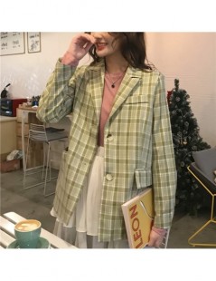 Blazers Casual Single-breasted Women Plaid Blazer Jacket Vintage Female Grid Suit Coat Loose Office Ladies Workwear Outerwear...