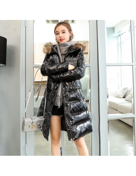 Parkas 2018 silver color bright coat hoodie coat For women winter warm cotton soft long parkas High quality jacket-bomb stree...