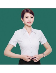 Blouses & Shirts 2019 Summer OL White Shirt Women Office Ladies Short Sleeve Tops Black Plus Size Blouses Women Work Shirt XS...
