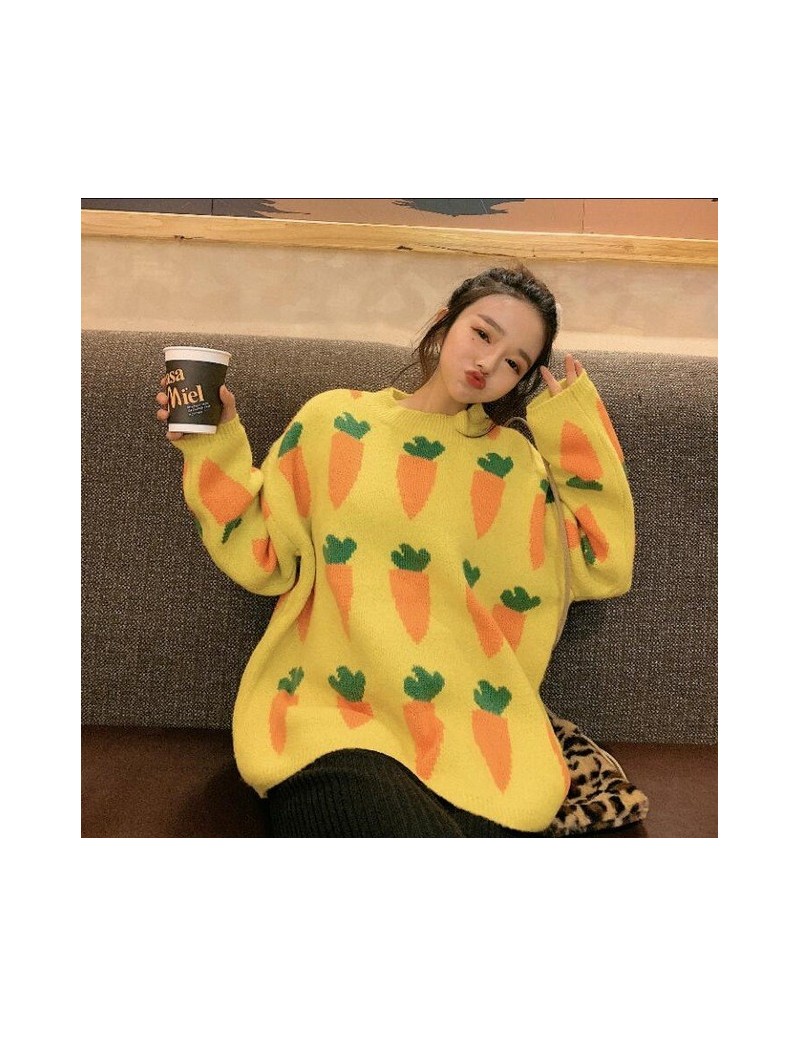 Pullovers Women's Clothing Cute Kawaii Thick Loose Carrot Embroidery Sweater Lady Harajuku Ulzzang Sweaters For Women Ulzzang...
