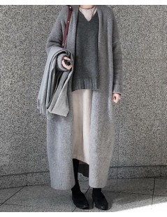 Cardigans Women Winter Long Knitted Cardigans Sweater Coat Open Stitch O-neck Elegant Vintage Loose Plus Size Gray Female Ove...