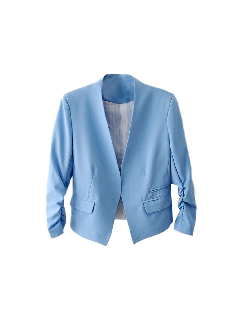 Fashion Women OL Nine Quarter Puff Sleeve Blazer Elegant Slim Suit Coat Pink women blazers and jackets 2019 V neck Short Coa...