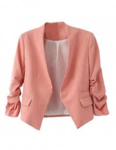 Blazers Fashion Women OL Nine Quarter Puff Sleeve Blazer Elegant Slim Suit Coat Pink women blazers and jackets 2019 V neck Sh...