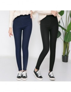 Pants & Capris XL-6XL Women's Pencil Pants Winter Warm Trousers Striped Printed High Waist Thicken Pants Plus Size Stretch Le...
