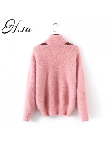 Pullovers 2018 Autumn Winter Fashion Sweaters Korean Fashion Sexy Pullovers Mohair Jumpers Halter Loose Tops 2018 Sexy Fur Sw...
