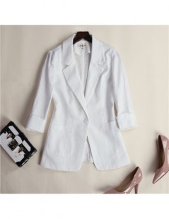 Blazers 2019 new cotton and linen small suit female Korean casual seven sleeves linen temperament Slim wild coat jacket - Kha...