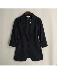 Blazers 2019 new cotton and linen small suit female Korean casual seven sleeves linen temperament Slim wild coat jacket - Kha...