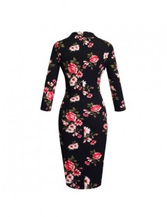 Dresses Vintage Elegant Floral with Black Bow Work vestidos Office Business Party Bodycon Women Sheath Dress btyB244 - Floral...