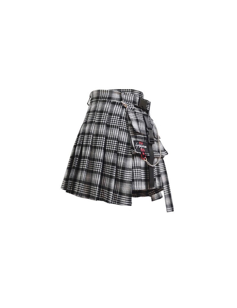 Skirts Women High Waist Shorts Skirts with Pocket Japan Harajuku Hard Girl Vintage Plaid Irregular Pleated Fashion Mini Skirt...