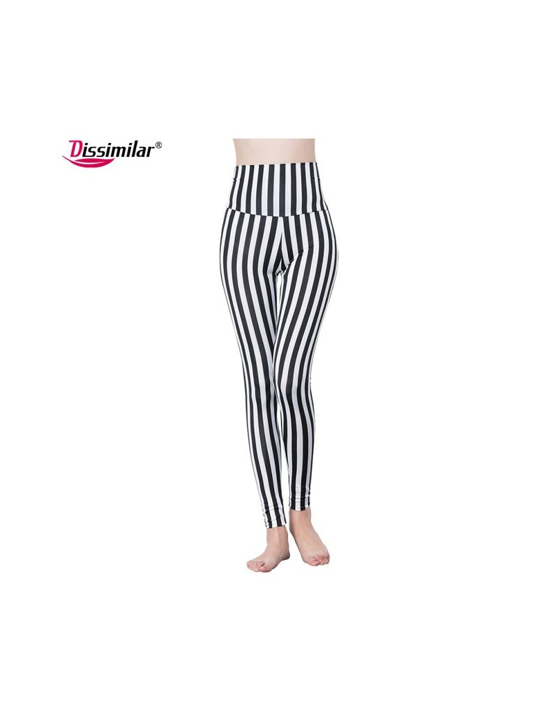 lady high-waist Vertical Striped leggings stretchy elastic Cross leggings houndstooth pants XS/S/M/L/XL - narrow stripes - 4...