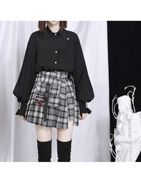 Skirts Women High Waist Shorts Skirts with Pocket Japan Harajuku Hard Girl Vintage Plaid Irregular Pleated Fashion Mini Skirt...