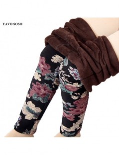 Leggings Autumn Winter Style Plus Velvet Warm leggings Women Plus size XXXL Printing Flowers Casual Stretch women's pants - r...