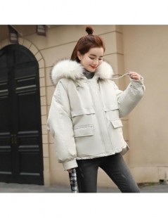 Parkas New Winter Women Cotton Hooded Coat Large Fur Collar Loose Snow Thickness Warm Parkas Female Casual Black Pink Outerwe...