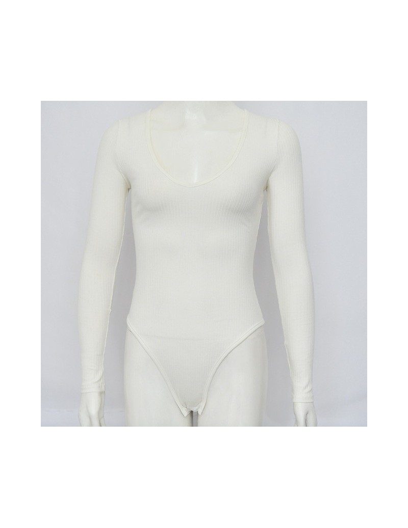 Bodysuits 2019 New Womens Clothing Long Sleeve V-Neck Bodysuits Basic Solid Playsuits Winter Spring For Female - White - 4J30...