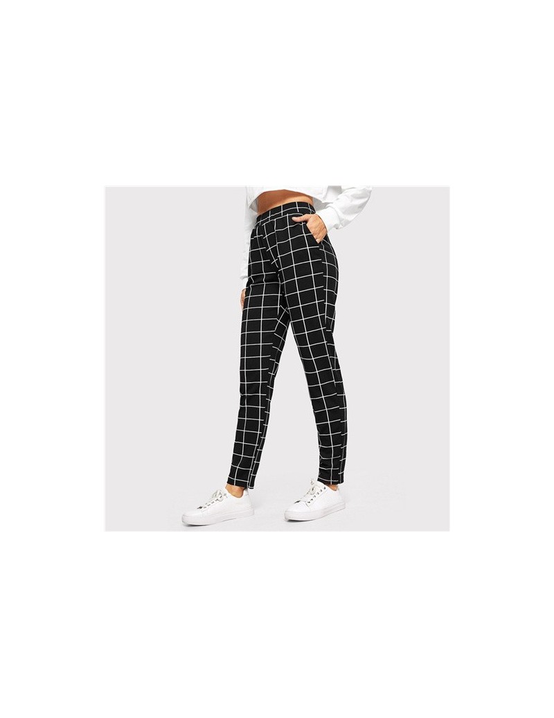 Leggings Black Elastic Waist Pinstripe Cigarette Pants Casual Ladies Long Trousers 2018 Autumn Workwear Women Carrot Pants - ...