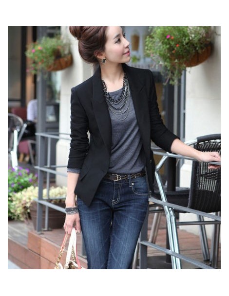 Blazers USA Fashion Women's Ladies Suit Coat Business Blazer Long Sleeve Lady Leisure Suit Jacket Outwear - Black - 4A3907513...